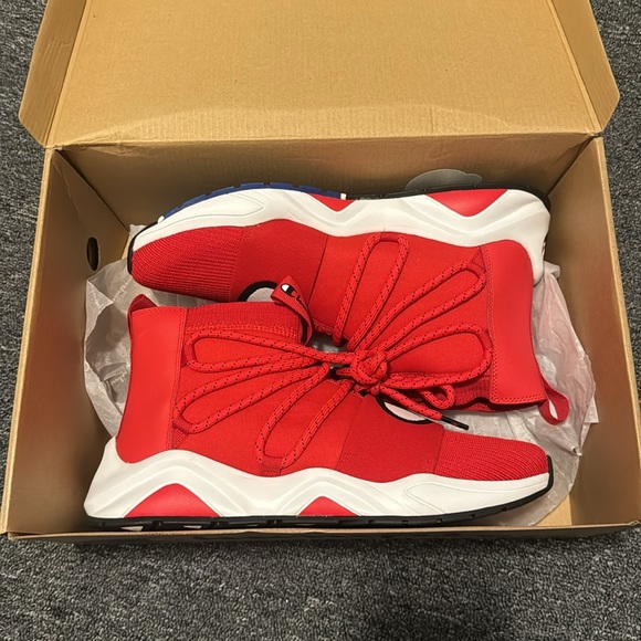 New Mens Champion Rally Hype Mid High Top Shoes Size 10.5 Scarlet Red & White - Picture 4 of 6